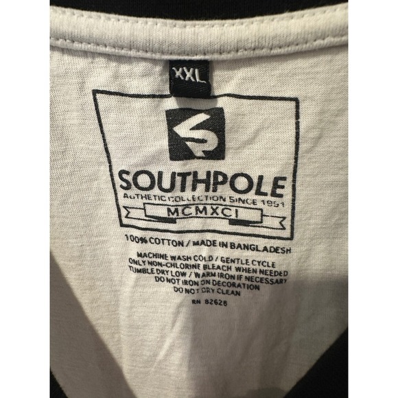 Y2K Southpole XXL White & Black Graphic Print Short Sleeve T-Shirt Mens - Picture 2 of 4